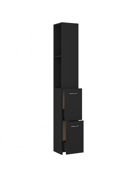 Armadietto da Bagno Nero 25x26,5x170 cm in Legno Multistrato