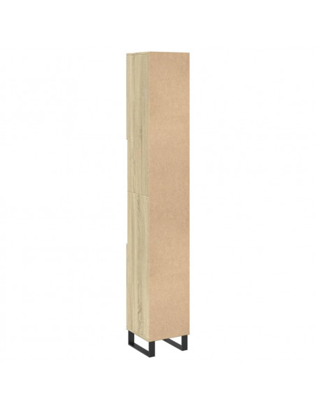 Armadietto da Bagno Rovere Sonoma 30x30x190cm Legno Multistrato