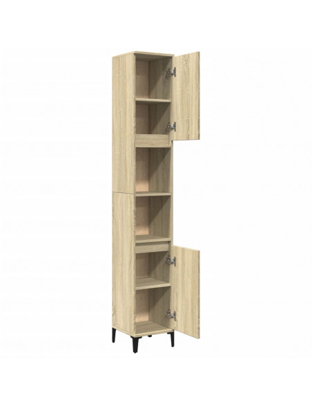 Armadietto da Bagno Rovere Sonoma 30x30x190cm Legno Multistrato
