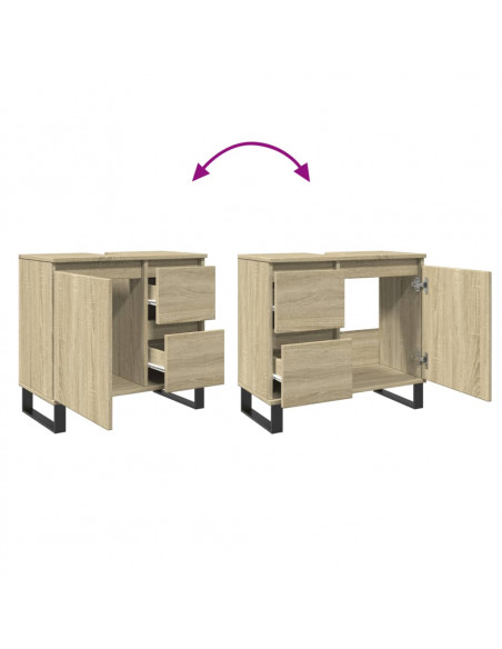 Armadietto da Bagno Rovere Sonoma 65x33x60 cm Legno Multistrato