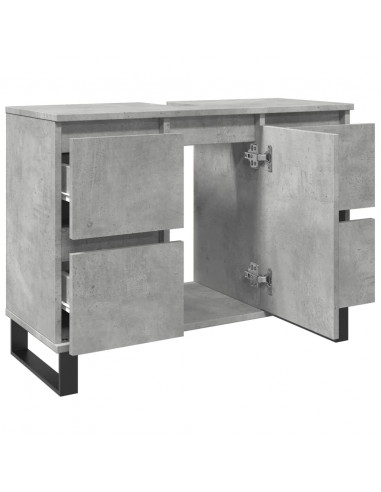 Armadietto da Bagno Grigio Cemento 80x33x60cm Legno Multistrato
