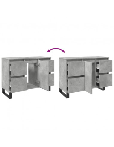 Armadietto da Bagno Grigio Cemento 80x33x60cm Legno Multistrato