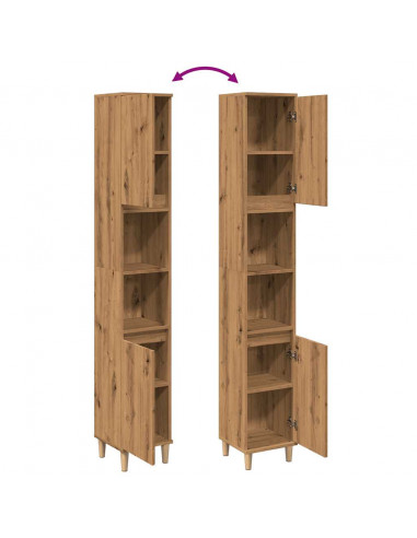 Armadietto Bagno Rovere 30x30x190 cm Legno Multistrato