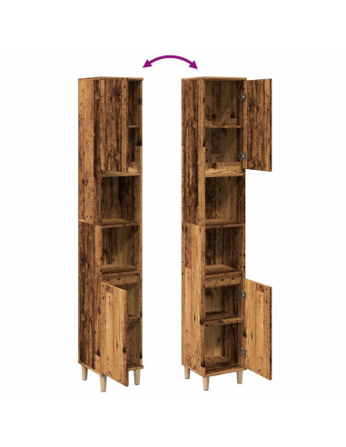 Armadietto Bagno Legno Antico 30x30x190 cm in Legno Multistrato