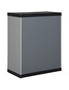 Armadietto da Giardino con 1 Ripiano Grigio e Nero 68x40x85 cm