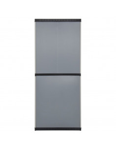 Armadietto da Giardino con 3 Ripiani Grigio e Nero 68x40x168 cm