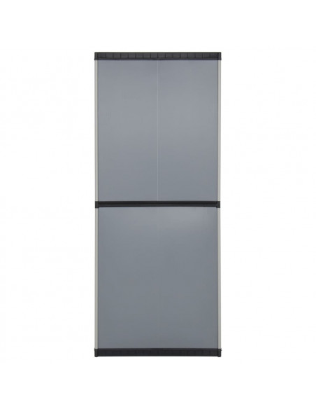Armadietto da Giardino con 3 Ripiani Grigio e Nero 68x40x168 cm