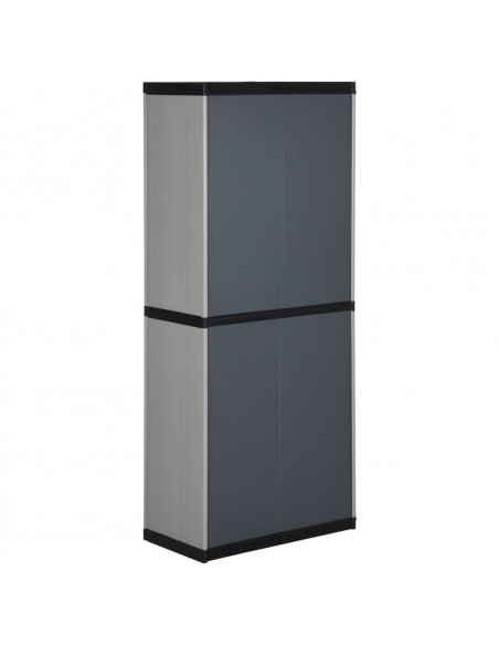 Armadietto da Giardino con 3 Ripiani Grigio e Nero 68x40x168 cm