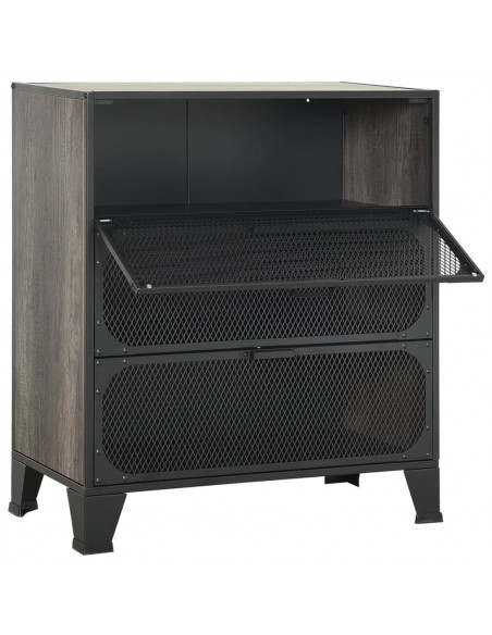 Armadietto Grigio 72x36x82 cm in Metallo e MDF