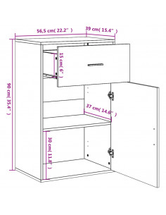 Armadietto Grigio Cemento 56,5x39x90 cm in Legno Multistrato