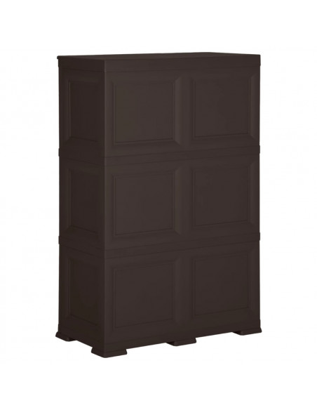 Armadietto in Plastica 79x43x125 cm Effetto Legno Marrone