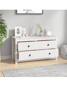 Armadietto Miele Bianca 100x40x54 cm in Legno Massello di Pino