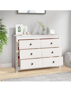 Armadietto Miele Bianca 100x40x72 cm in Legno Massello di Pino