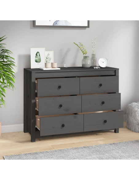 Armadietto Miele Grigio 100x40x72 cm in Legno Massello di Pino