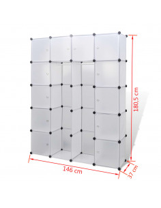 Armadietto Modulare 14 Scomparti Bianco 37 x 146 x 180,5 cm