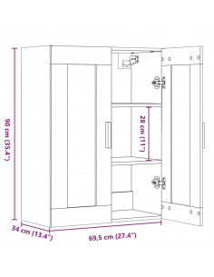 Armadietto Pensile a Parete Legno Antico 69,5x34x90 cm