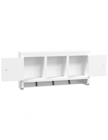 Armadietto per Chiavi Bianco 40x8,5x20 cm in Legno e Acciaio