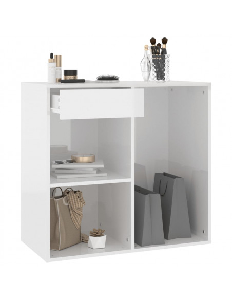 Armadietto per Cosmetici Bianco Lucido 80x40x75 cm in Legno
