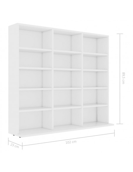 Armadietto Porta CD Bianco 102x23x89,5 cm in Legno Multistrato