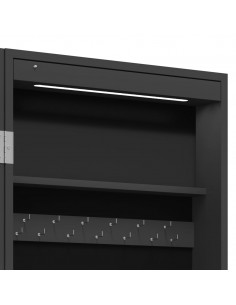 Armadietto Portagioie a Specchio con Luci LED Autoportante Nero