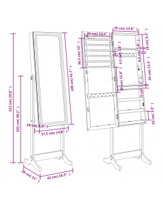 Armadietto Portagioie a Specchio Luci a LED Autoportante Bianco