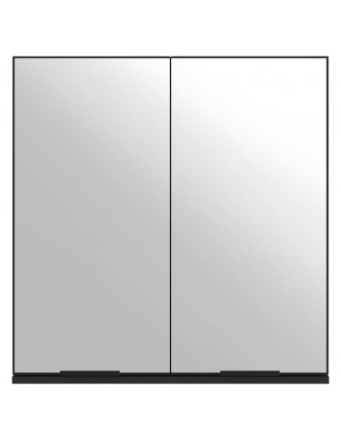Armadietto Specchio da Bagno Nero 64x20x67 cm Legno Multistrato