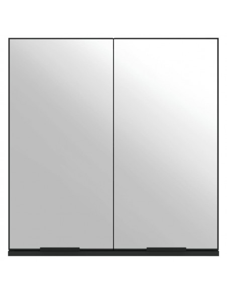 Armadietto Specchio da Bagno Nero 64x20x67 cm Legno Multistrato