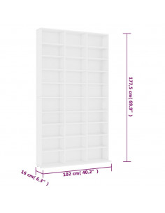 Armadietto TV Bianco 102x16x177,5 cm in Legno Multistrato