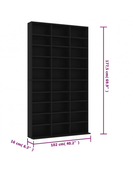 Armadietto TV Nero 102x16x177,5 cm in Legno Multistrato