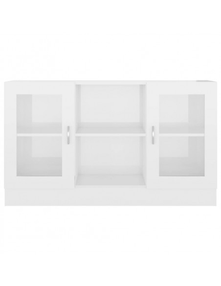 Armadietto Vetrina Bianco Lucido 120x30,5x70 cm Multistrato