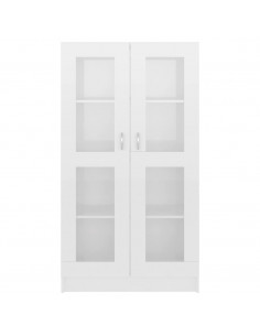 Armadietto Vetrina Bianco Lucido 82,5x30,5x150 cm Multistrato