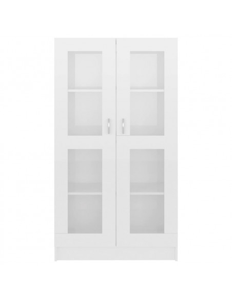 Armadietto Vetrina Bianco Lucido 82,5x30,5x150 cm Multistrato