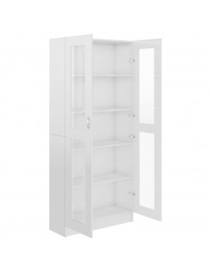 Armadietto Vetrina Bianco Lucido 82,5x30,5x185 cm Multistrato