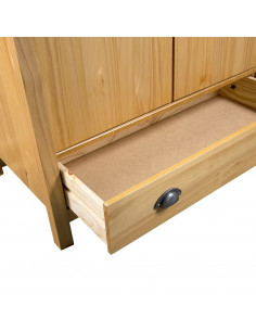 Armadio a 3 Ante Hill 127x50x170cm Legno Massello di Pino