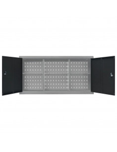 Armadio a Parete Stile Industriale in Metallo Grigio Nero