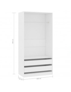 Armadio Bianco 100x50x200 cm in Legno Multistrato