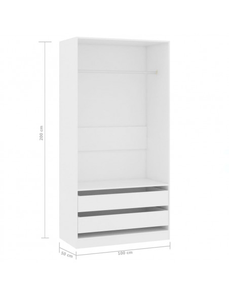 Armadio Bianco 100x50x200 cm in Legno Multistrato