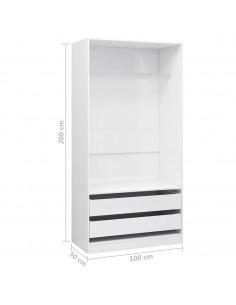 Armadio Bianco Lucido 100x50x200 cm in Legno Multistrato