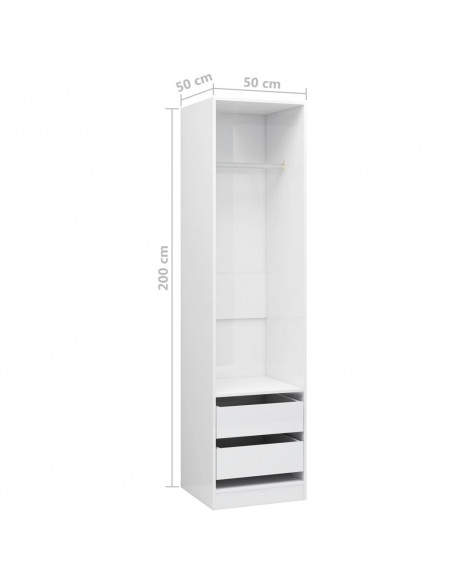 Armadio Cassetti Bianco Lucido 50x50x200 cm Legno Multistrato