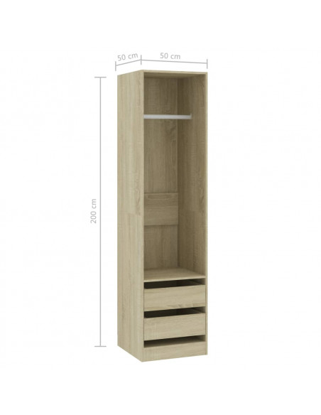 Armadio Cassetti Rovere Sonoma 50x50x200 cm Legno Multistrato