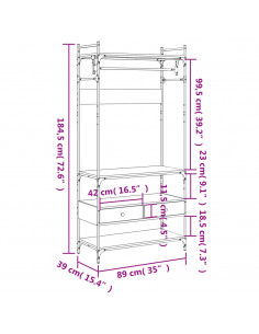 Armadio Cassetti Rovere Sonoma 89x39x184,5 cm Legno Multistrato