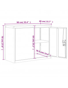 Armadio Classificatore Grigio Chiaro e Blu 90x40x70 cm Acciaio