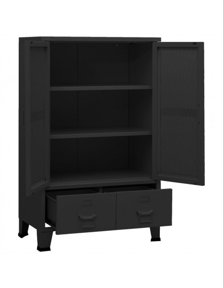 Armadio Classificatore Industriale Nero 70x40x115 cm in Metallo