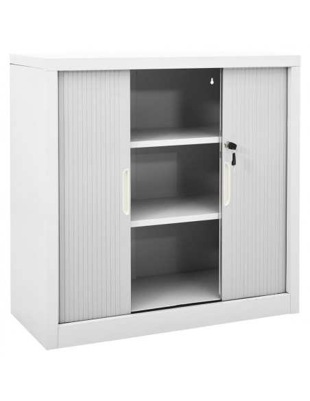 Armadio con Ante Scorrevoli Grigio 90x40x90 cm in Acciaio