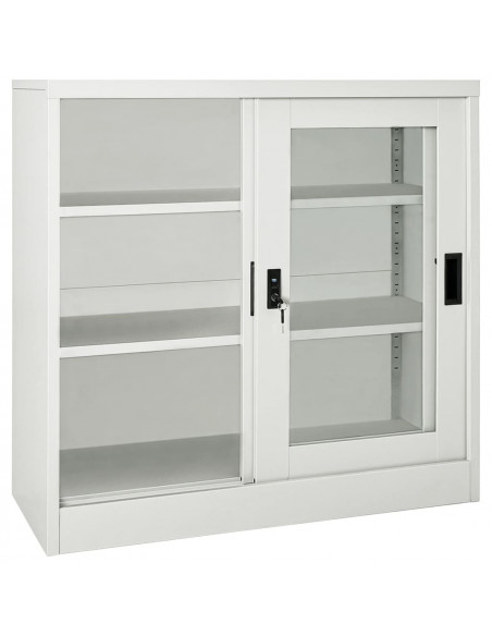 Armadio con Ante Scorrevoli Grigio Chiaro 90x40x90cm in Acciaio