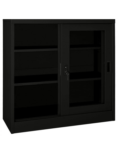 Armadio con Ante Scorrevoli Nero 90x40x90 cm in Acciaio