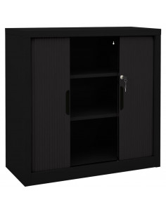 Armadio con Ante Scorrevoli Nero 90x40x90cm in Acciaio