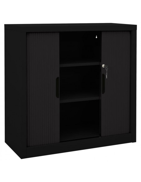 Armadio con Ante Scorrevoli Nero 90x40x90cm in Acciaio