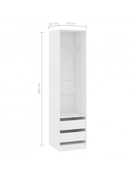 Armadio con Cassetti Bianco 50x50x200 cm in Legno Multistrato