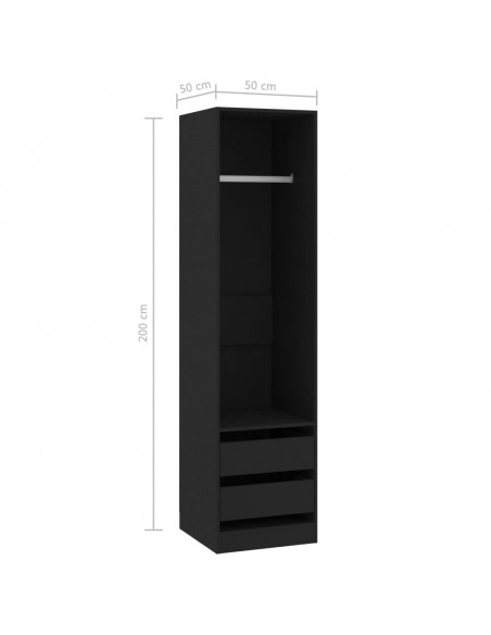 Armadio con Cassetti Nero 50x50x200 cm in Legno Multistrato